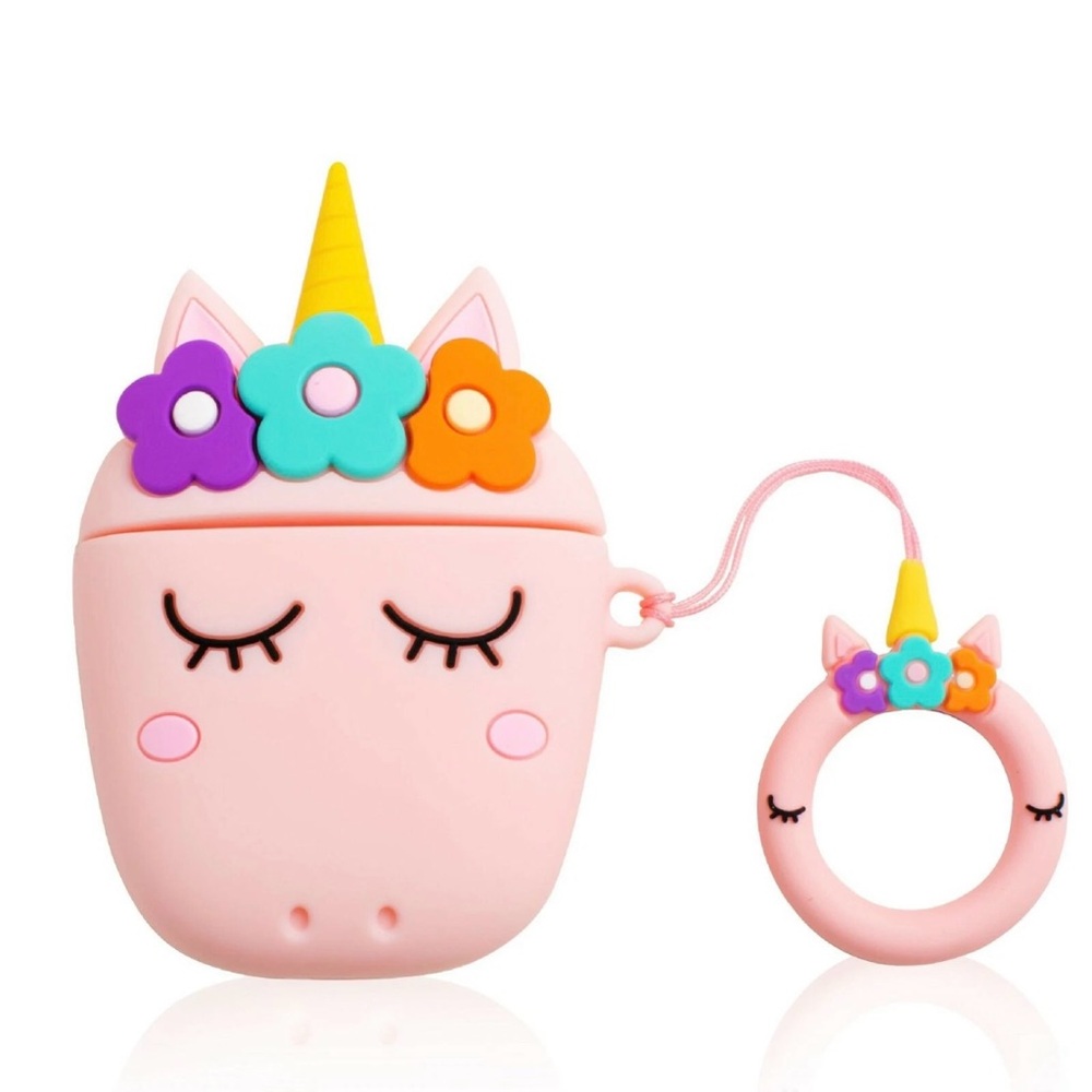 AirPods Case with Keychain Unicorn Pink 1 & 2 Generation Protective